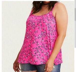 Torrid Pink Floral corset lace up back tank top